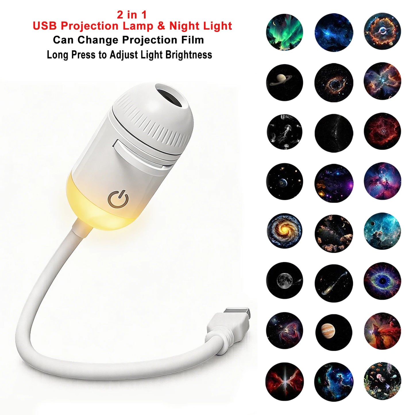 Galaxy Star Projector Light – USB Car & Room Ambient LED