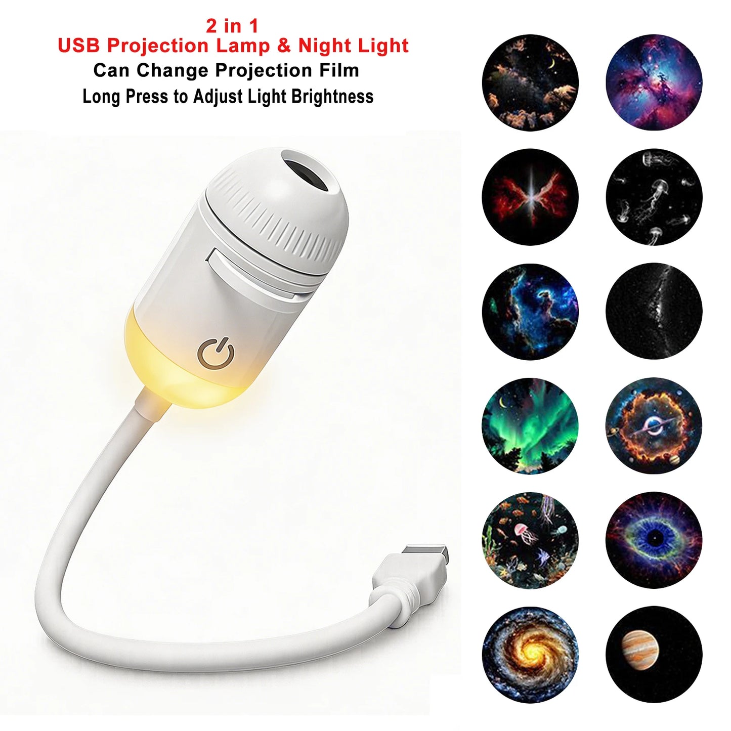 Galaxy Star Projector Light – USB Car & Room Ambient LED