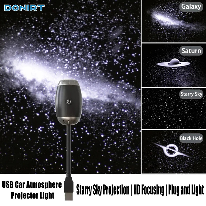 Galaxy Star Projector Light – USB Car & Room Ambient LED