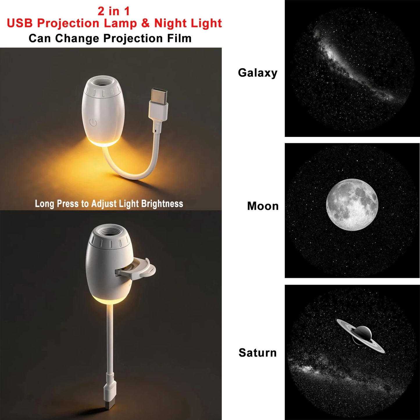 Galaxy Star Projector Light – USB Car & Room Ambient LED